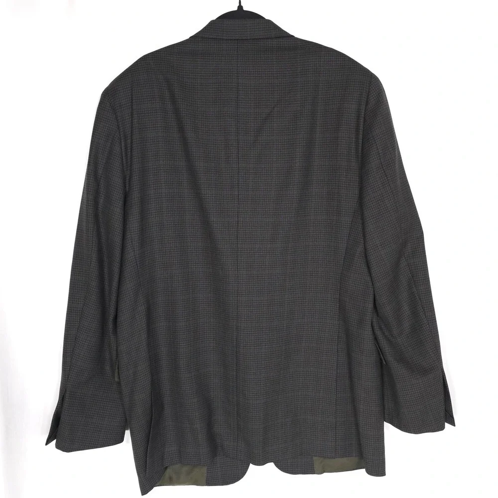 HICKEY FREEMAN Est 1899 USA Wool Blazer Jacket Sport Coat Brown Check 44L Beacon
